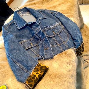 Wren & Glory Crop denim Jacket’  I Trust My Soul’